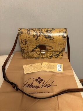 NWT Patricia Nash Laurentina European Map Leather Crossbody Bag + Dust Bag